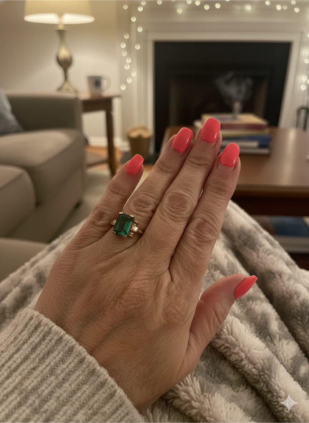 10 k Vintage Gold Emerald Cut Green Gemstone Ring - photo 5