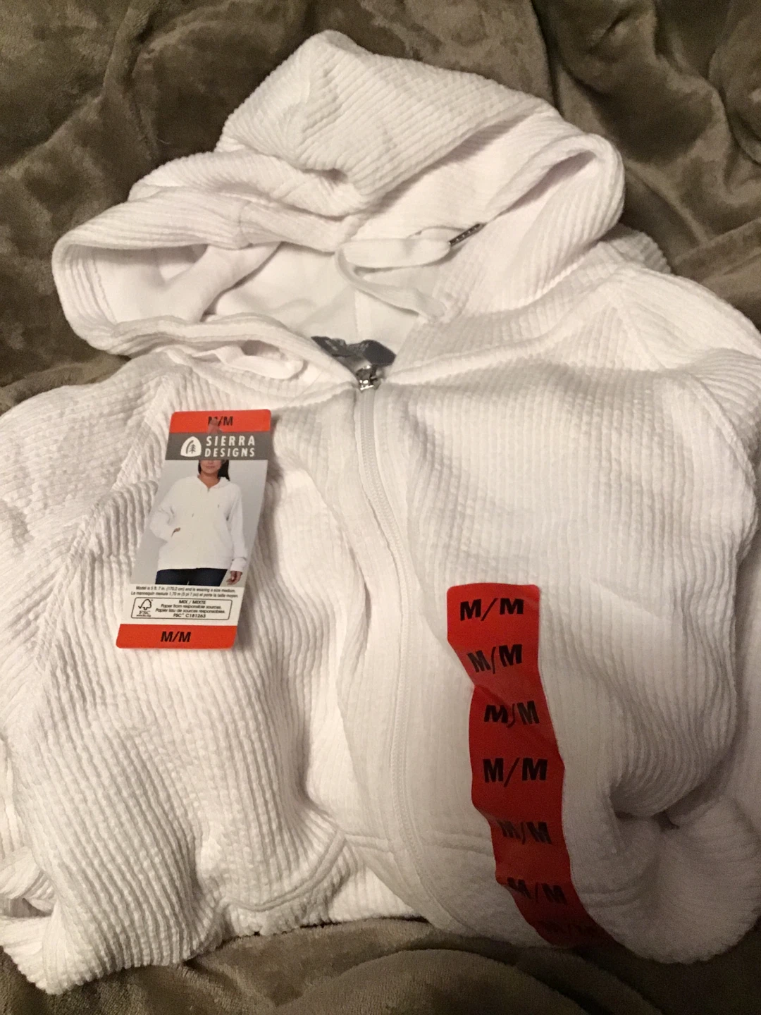 Sierra Designs Women's White Fleece Hoodie Jacket - Size M