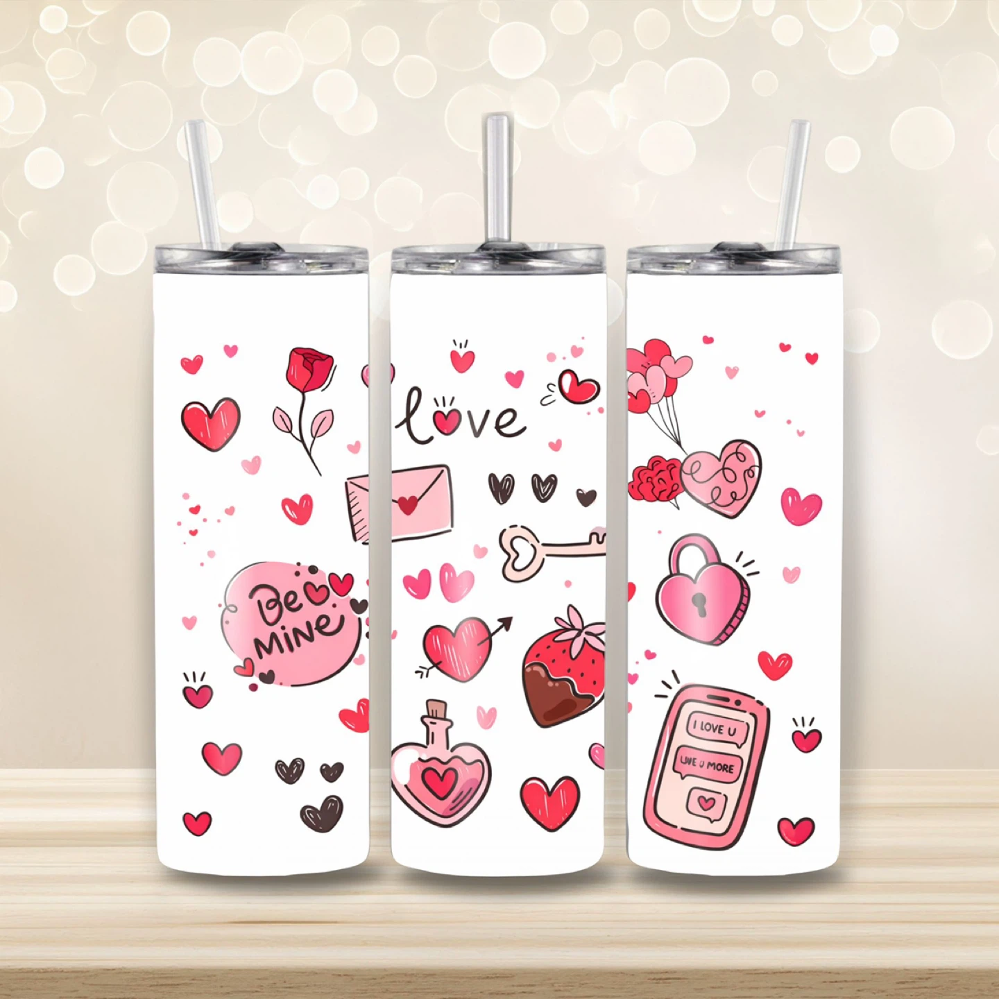 Valentine's Day Tumbler with Straw