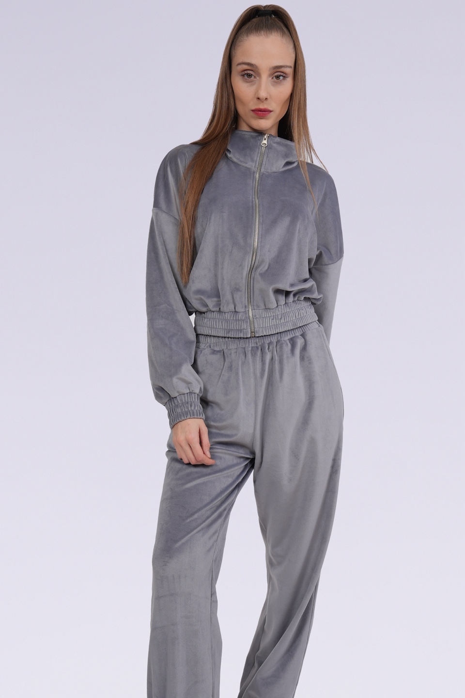 🏆Grey Velour Tracksuit Set