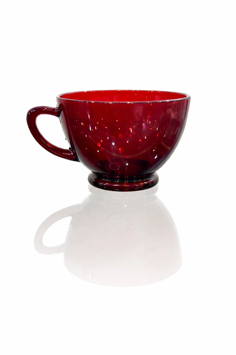 Set of 10 Ruby Red Glass Handled Cups, Mid-Century Modern - photo 4