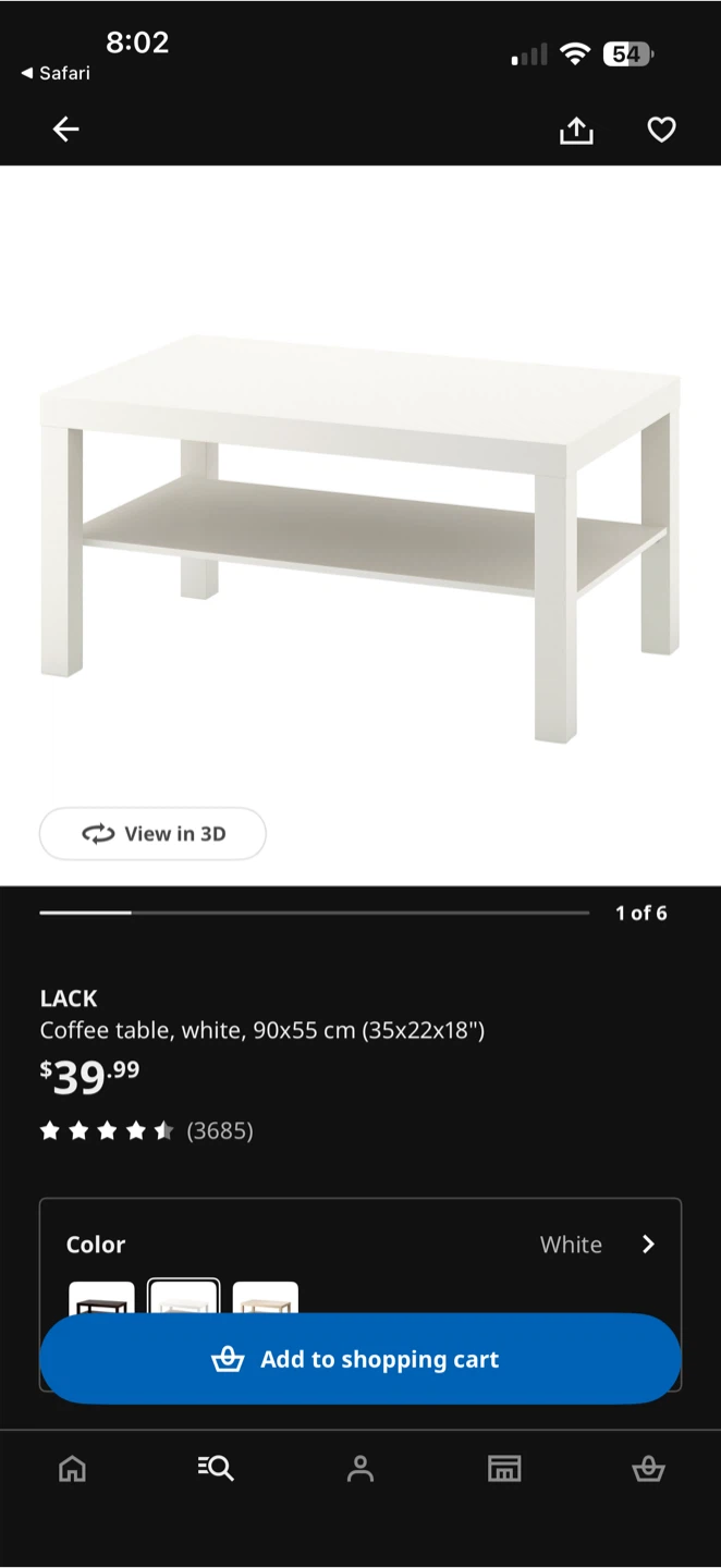 IKEA LACK Coffee Table White 90x55 cm