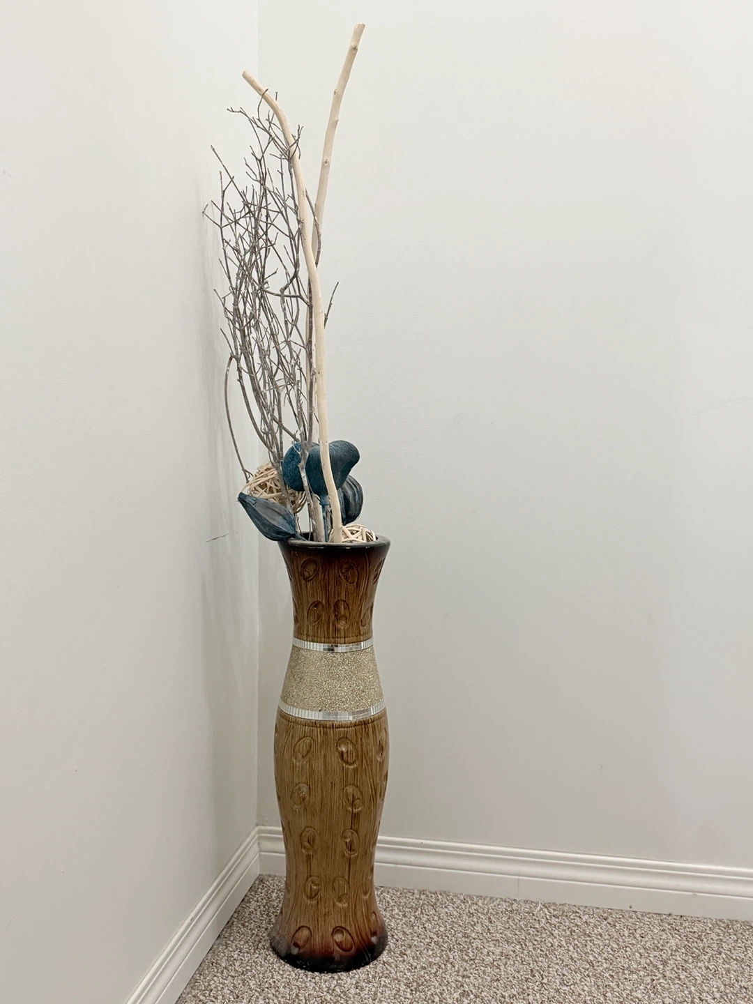 Decorative Floor Vase with Dried Branches