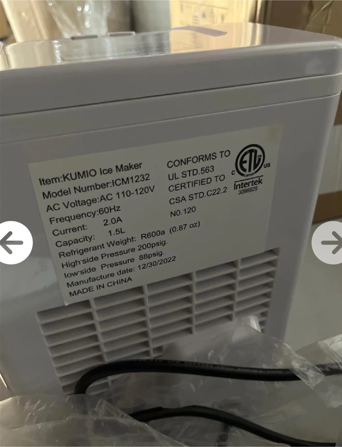 Kumio ICM1232 Portable Ice Maker - Used like new - photo 5