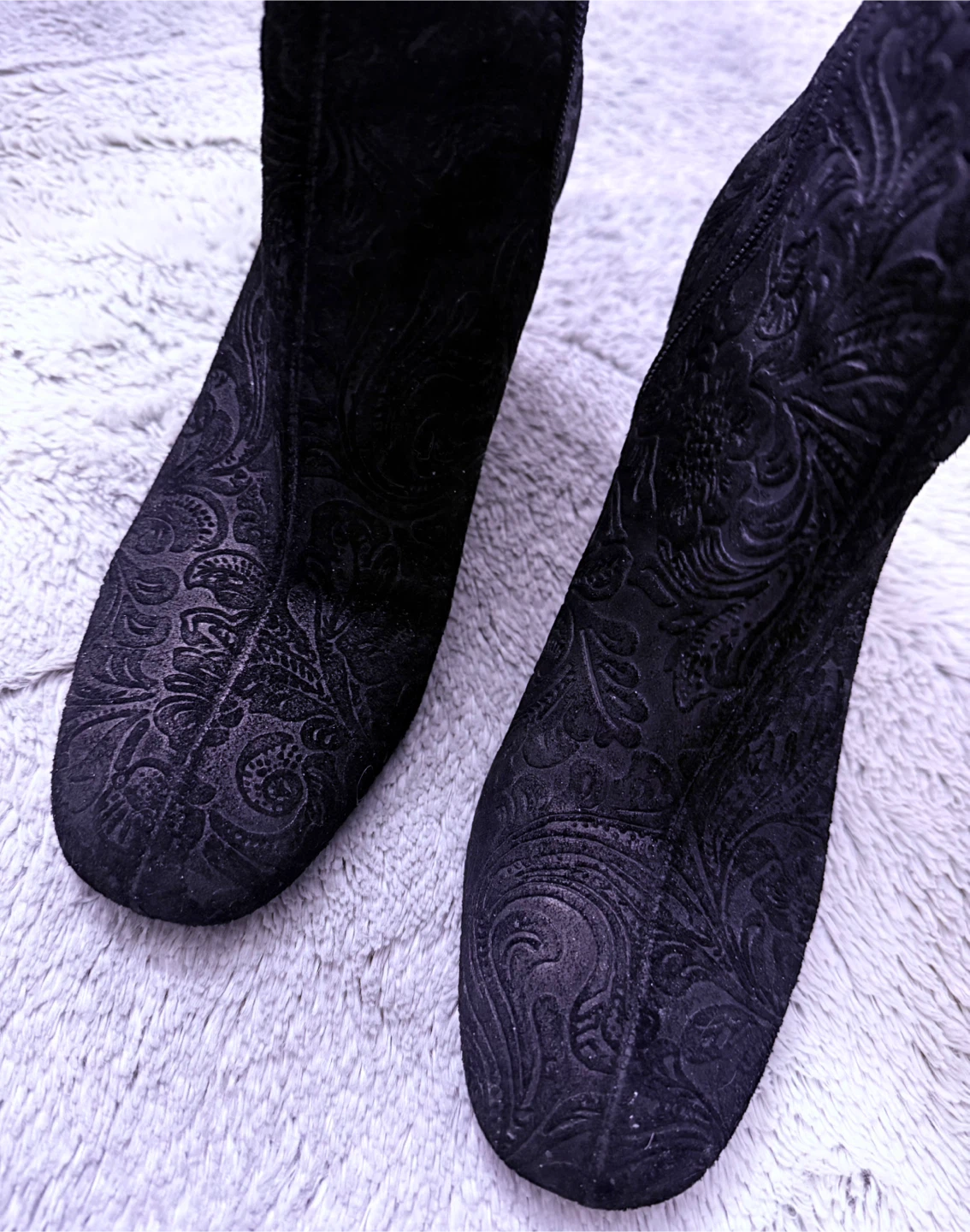 Marc Fisher Black Embossed Ankle Boots with Block Heel - photo 3