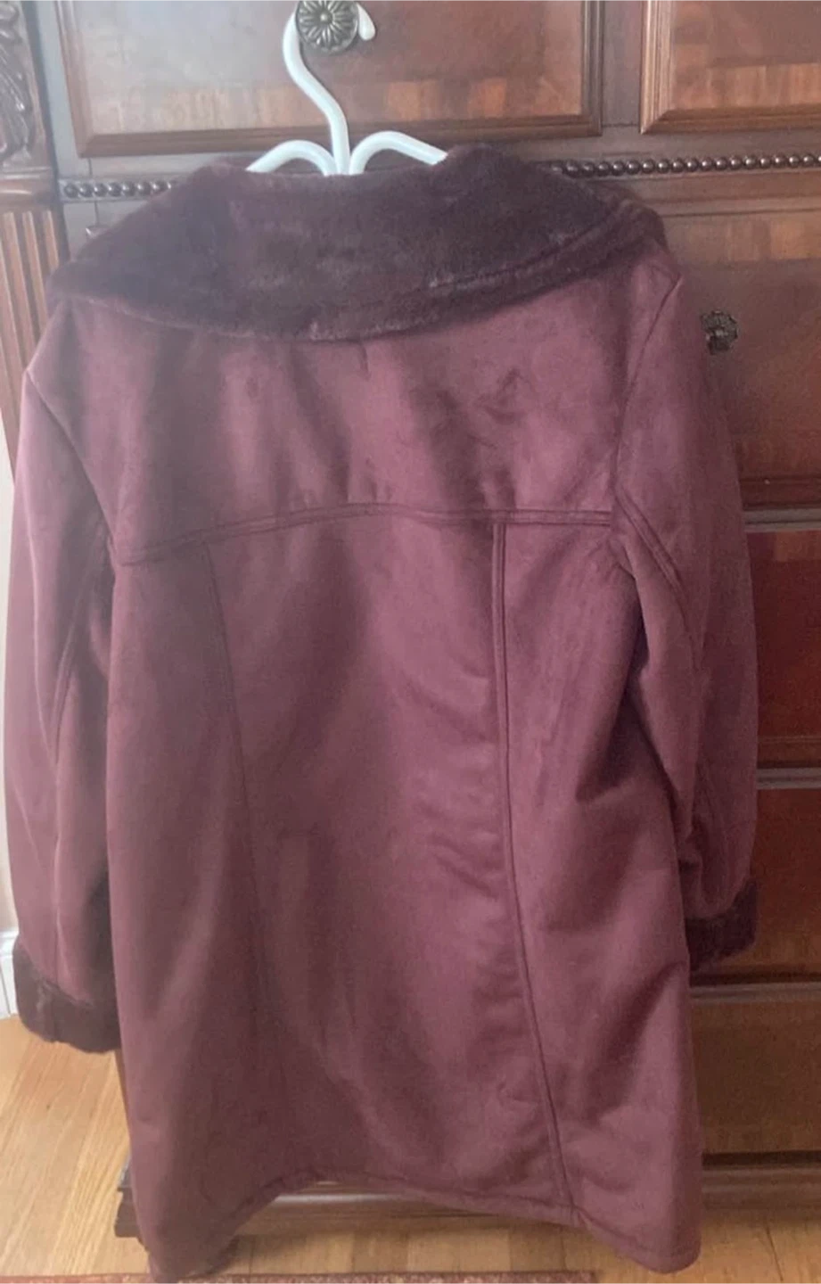 Banana Republic Faux Suede/Fur Lined Jacket - Burgundy - Size L - photo 2