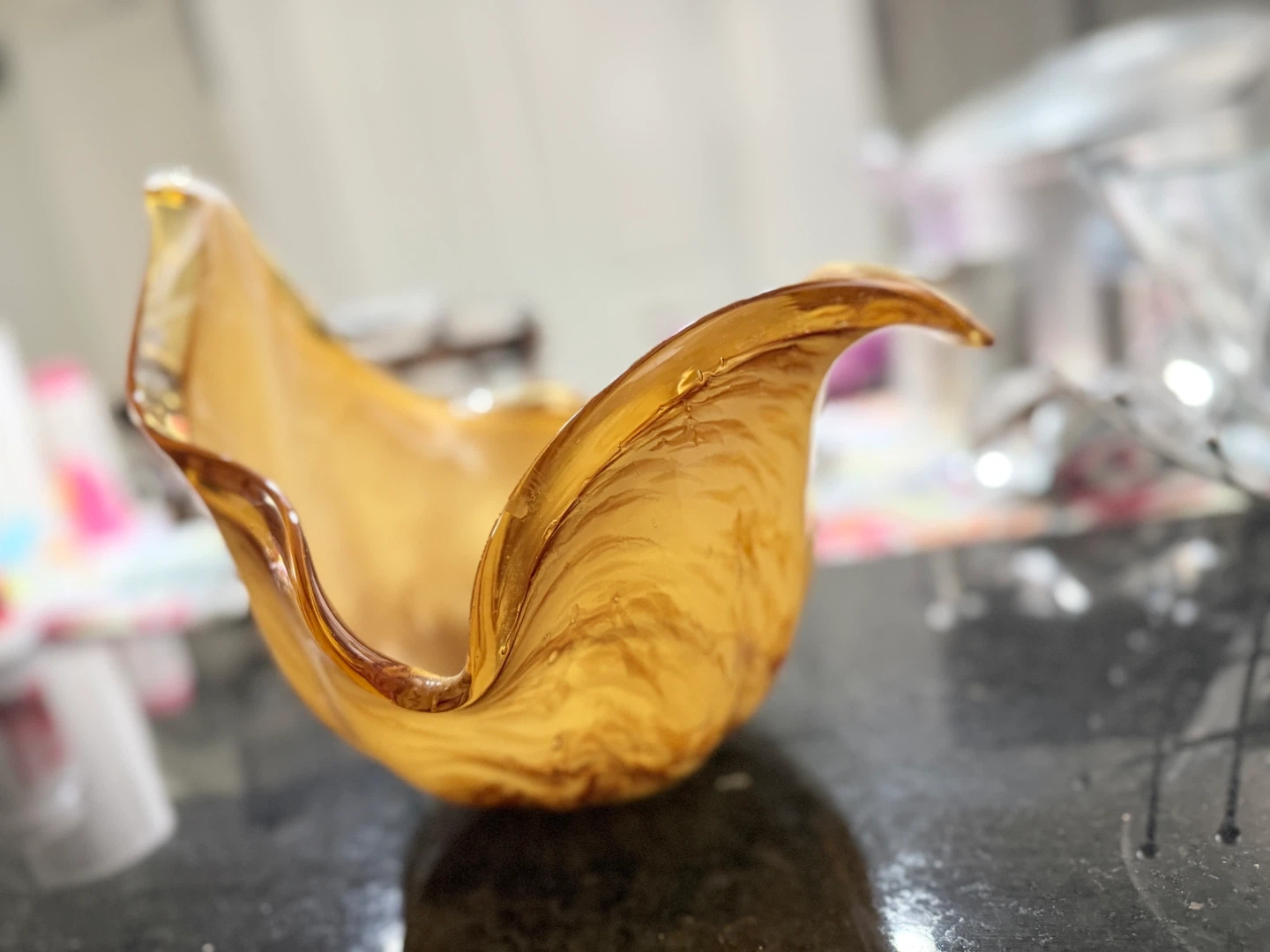 Amber Swirl Glass Bowl
