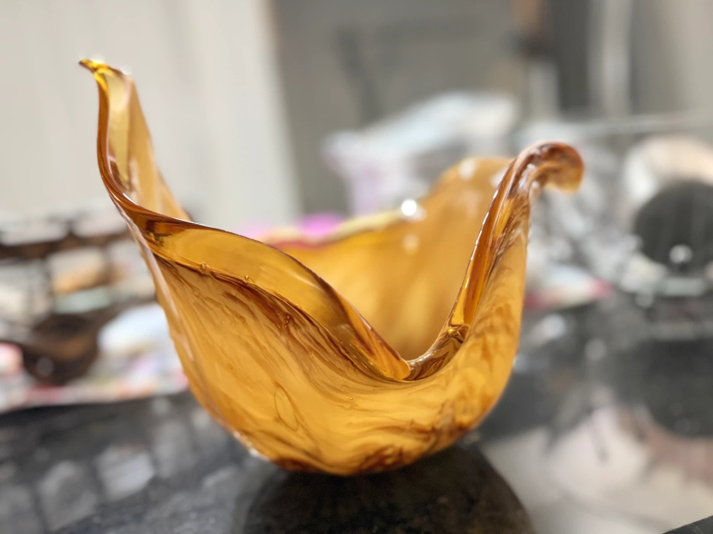 Amber Swirl Glass Bowl - photo 2