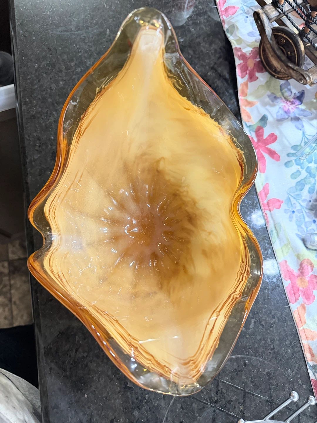 Amber Swirl Glass Bowl - photo 3