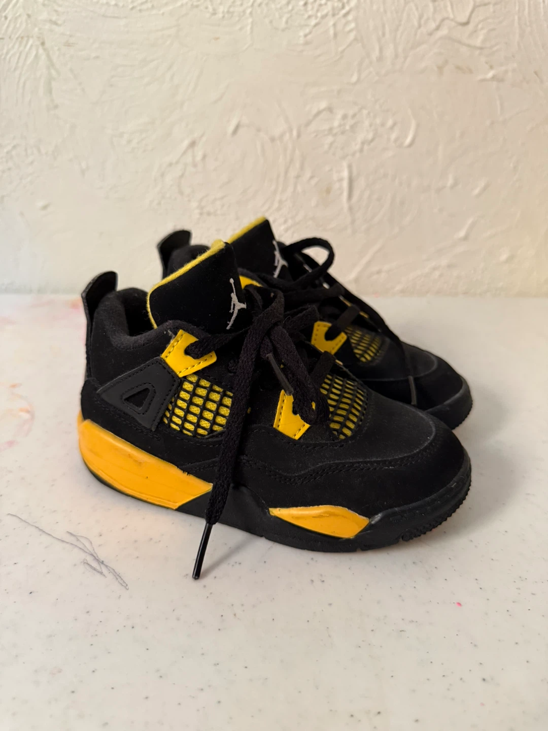 Jordan 4 Toddler Shoes Black Yellow Size 9C - photo 4