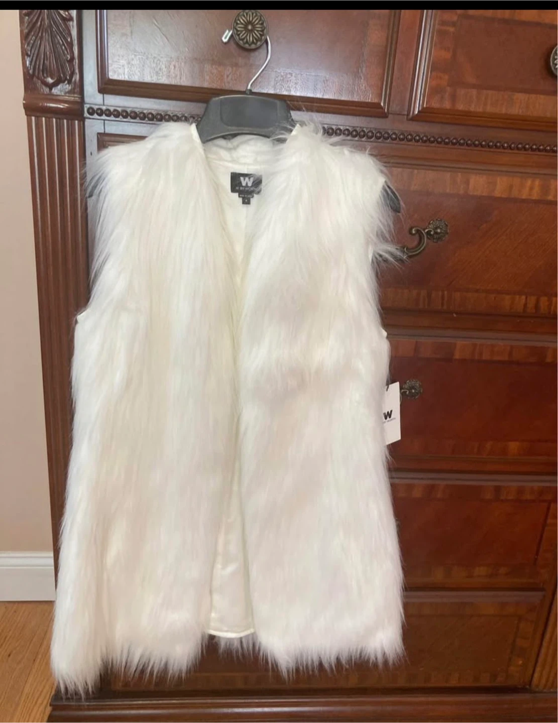 W by Worth Faux Fur Vest White Size P
