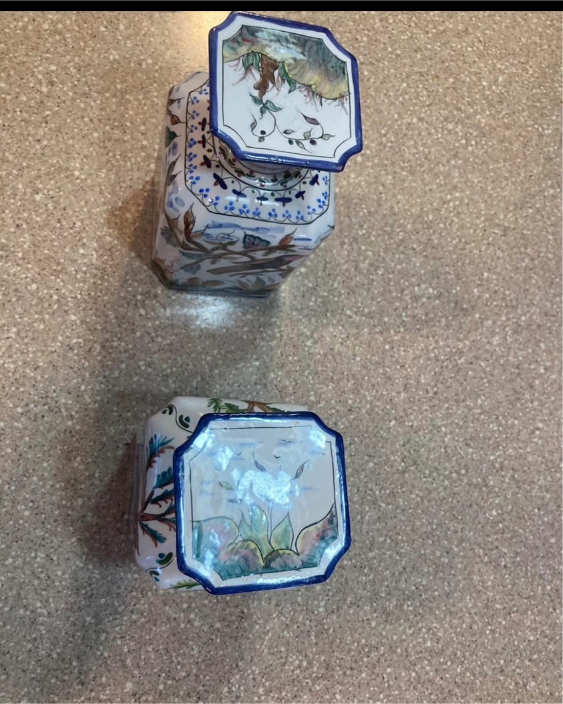 Set of 2 Decorative Ceramic Bottles with Bird and Floral Designs - photo 5