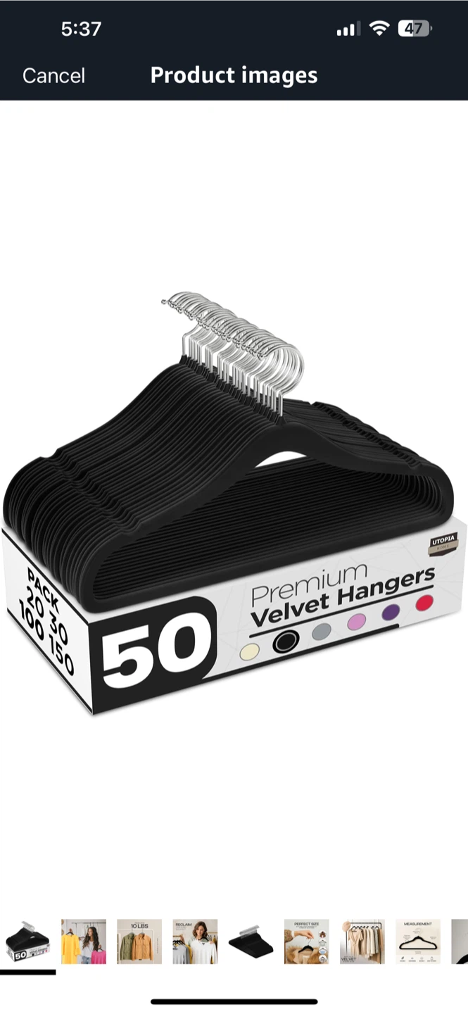 Velvet Hangers - Pack of 52 Black