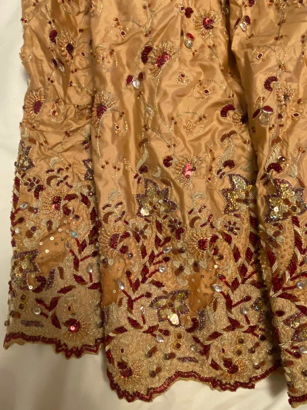 Beaded Gold and Burgundy Ethnic Outfit Set - photo 5