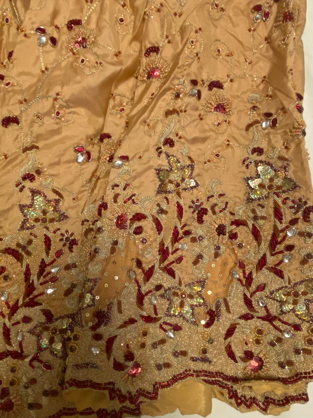 Beaded Gold and Burgundy Ethnic Outfit Set - photo 3