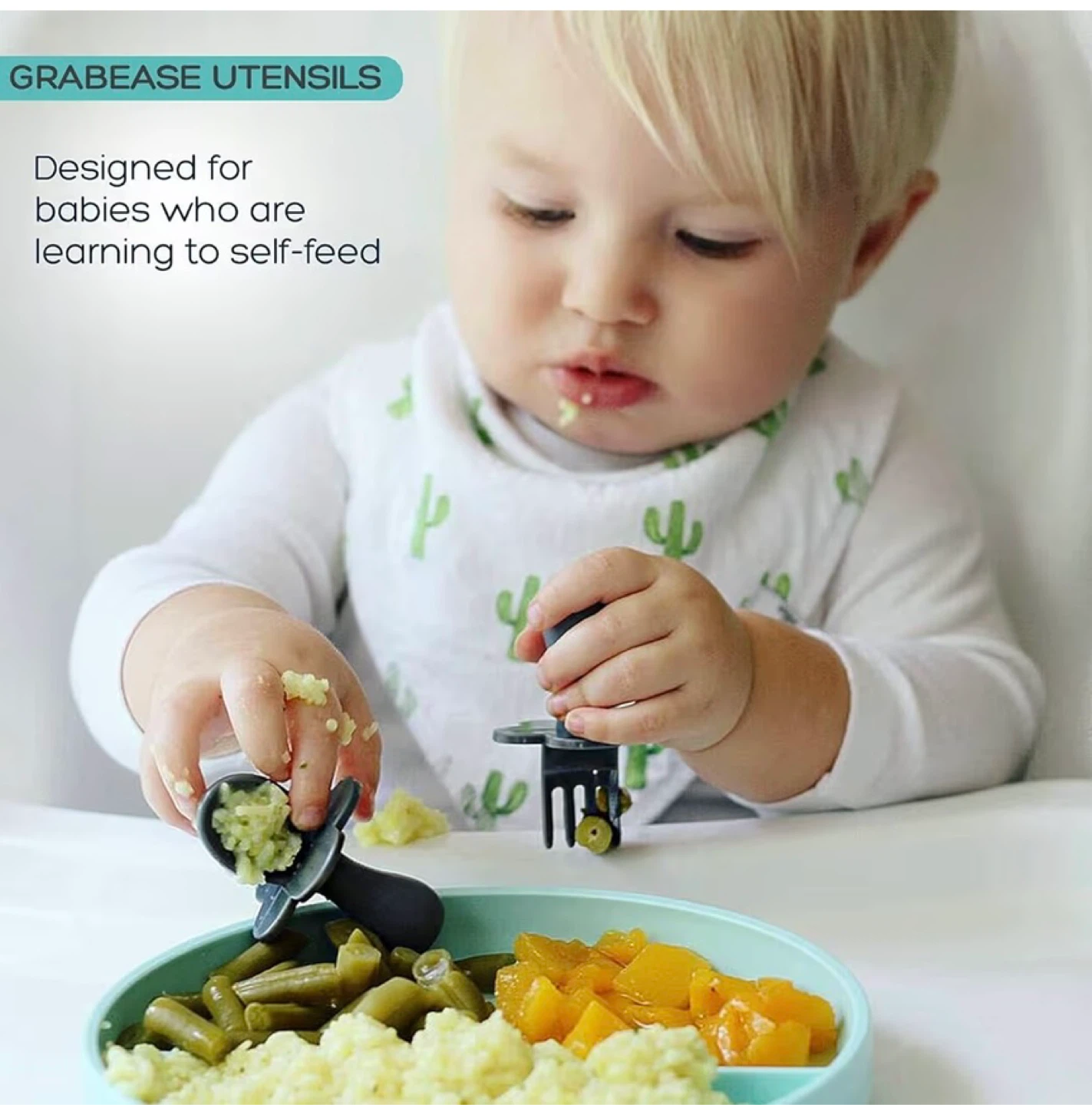 Grabease Ergonomic Utensils for Baby Self-Feeding - photo 4