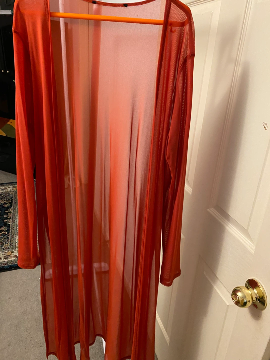 Orange Sheer Duster Cardigan