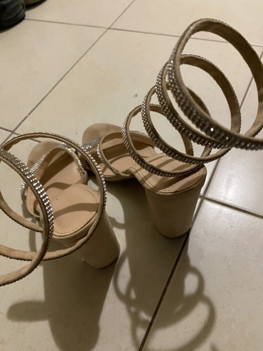 Women's Rhinestone Spiral Heeled Sandals Size 6 - photo 4