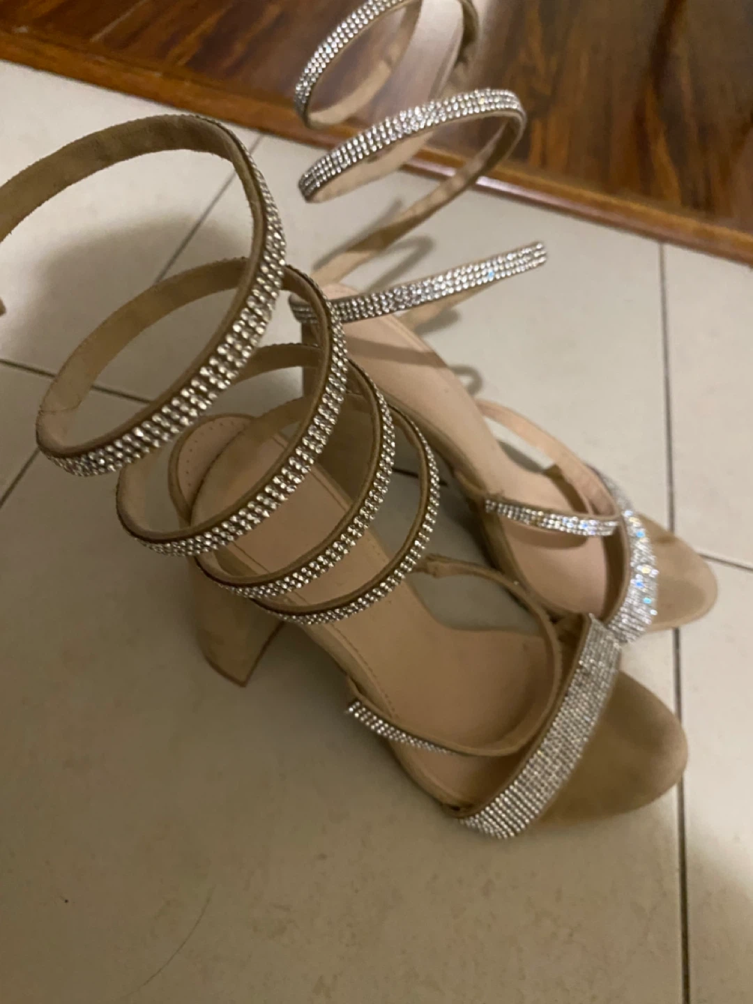 Women's Rhinestone Spiral Heeled Sandals Size 6 - photo 2