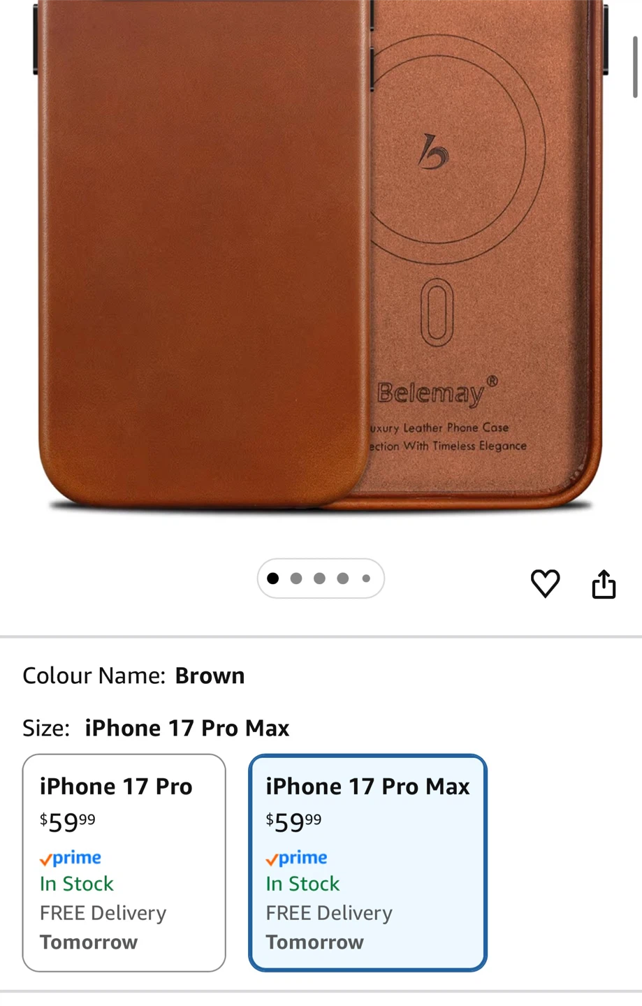 Belemay Leather Case for iPhone 17 Pro Max - Saddle Brown - photo 4