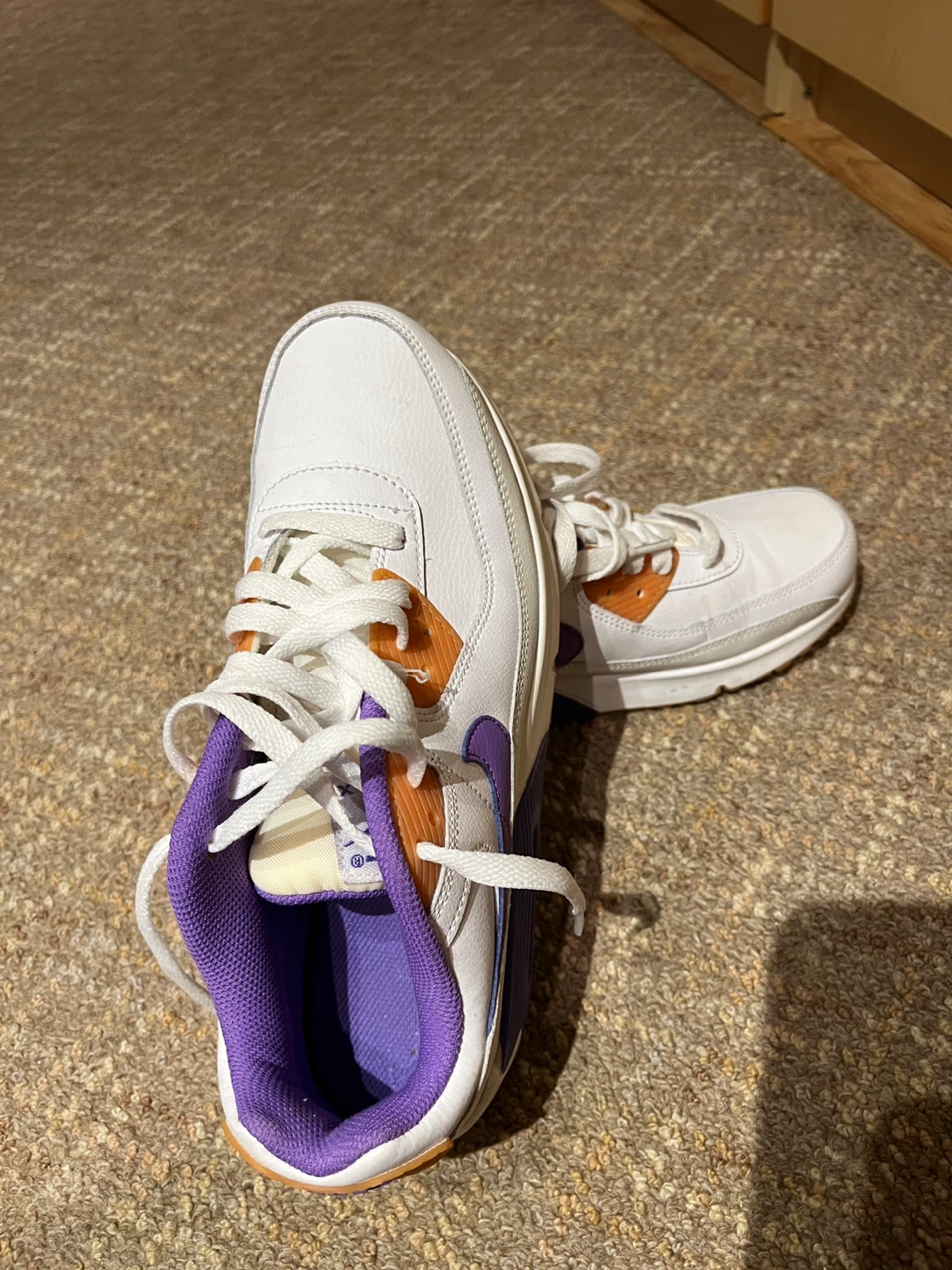 Nike Air Max 90 White Purple Orange Size 7Y - photo 2