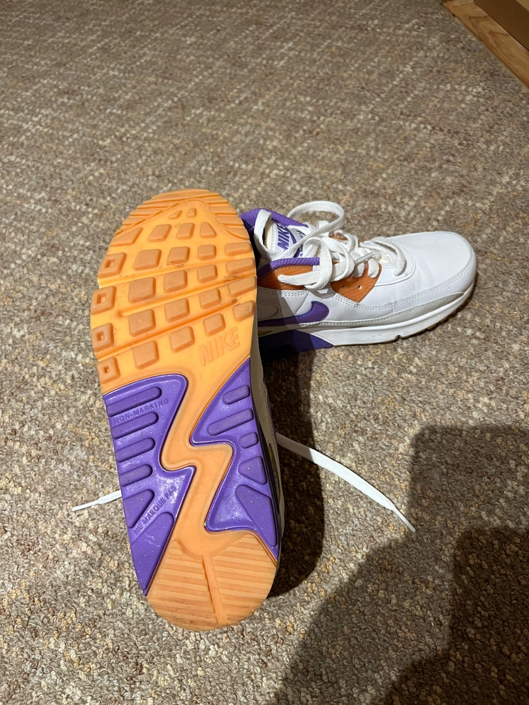 Nike Air Max 90 White Purple Orange Size 7Y - photo 3