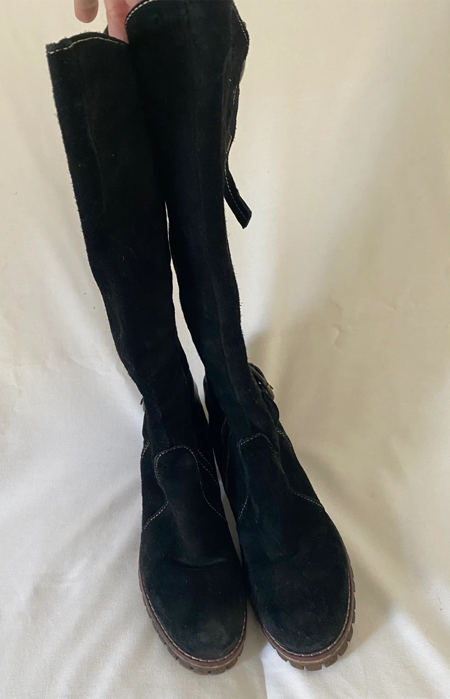 MANAS  Black Suede Tall Boots , Size 7 - photo 2