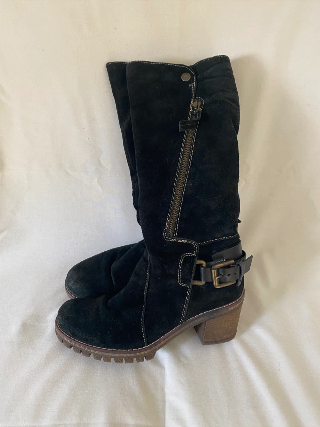 MANAS  Black Suede Tall Boots , Size 7
