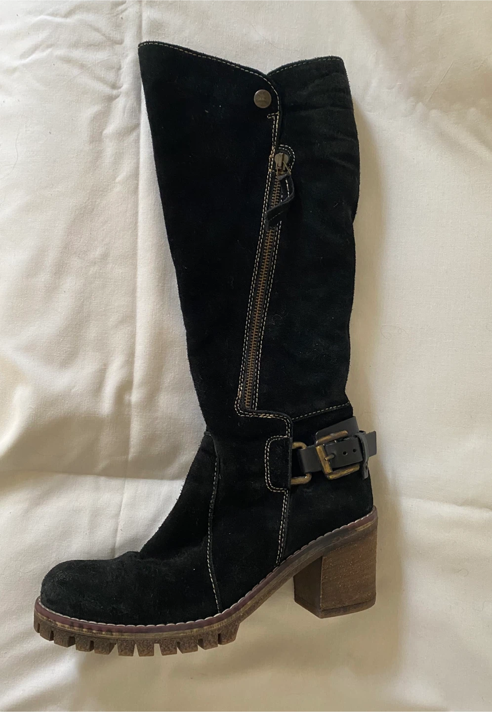 MANAS  Black Suede Tall Boots , Size 7 - photo 3