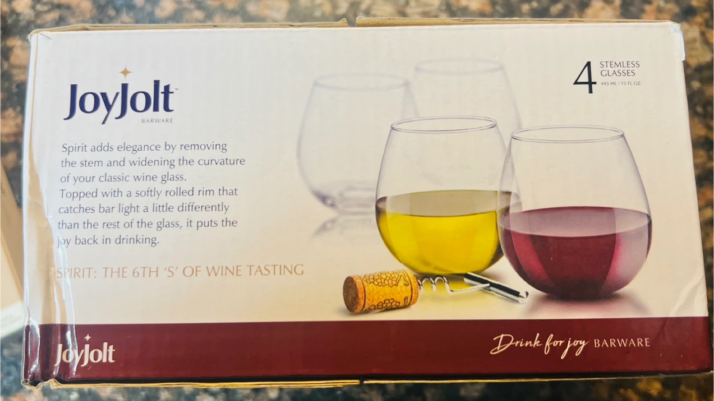 JoyJolt Stemless Wine Glasses - Set of 4
