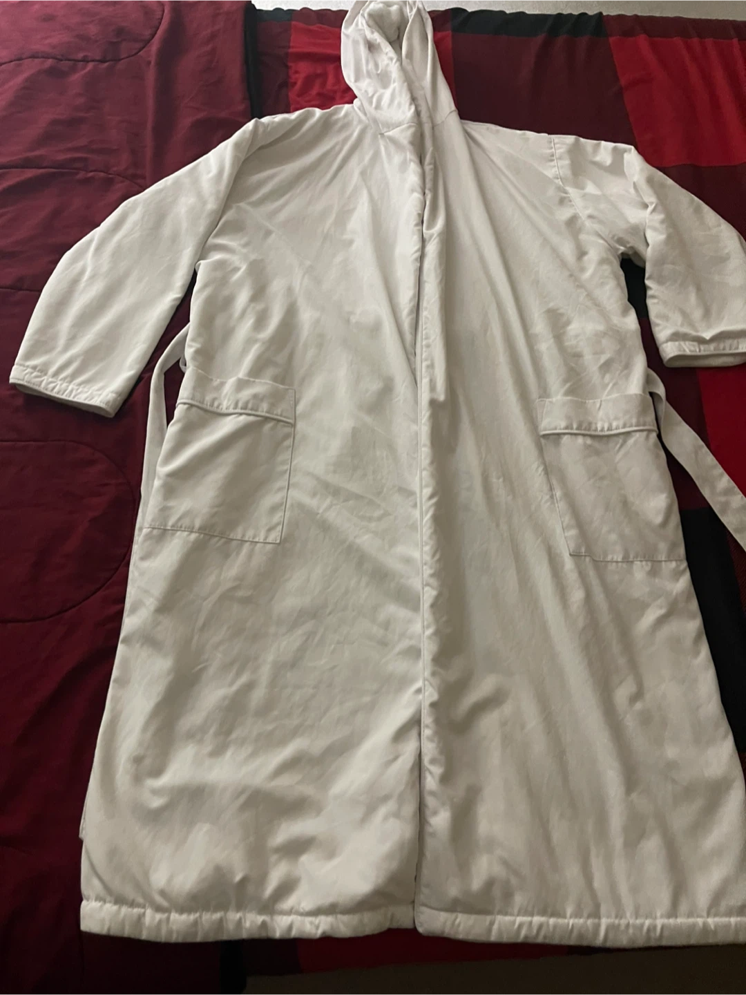 🏆 White Terry Robe with Hood - Size L