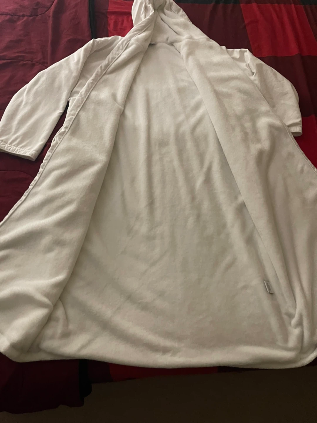 🏆 White Terry Robe with Hood - Size L - photo 3