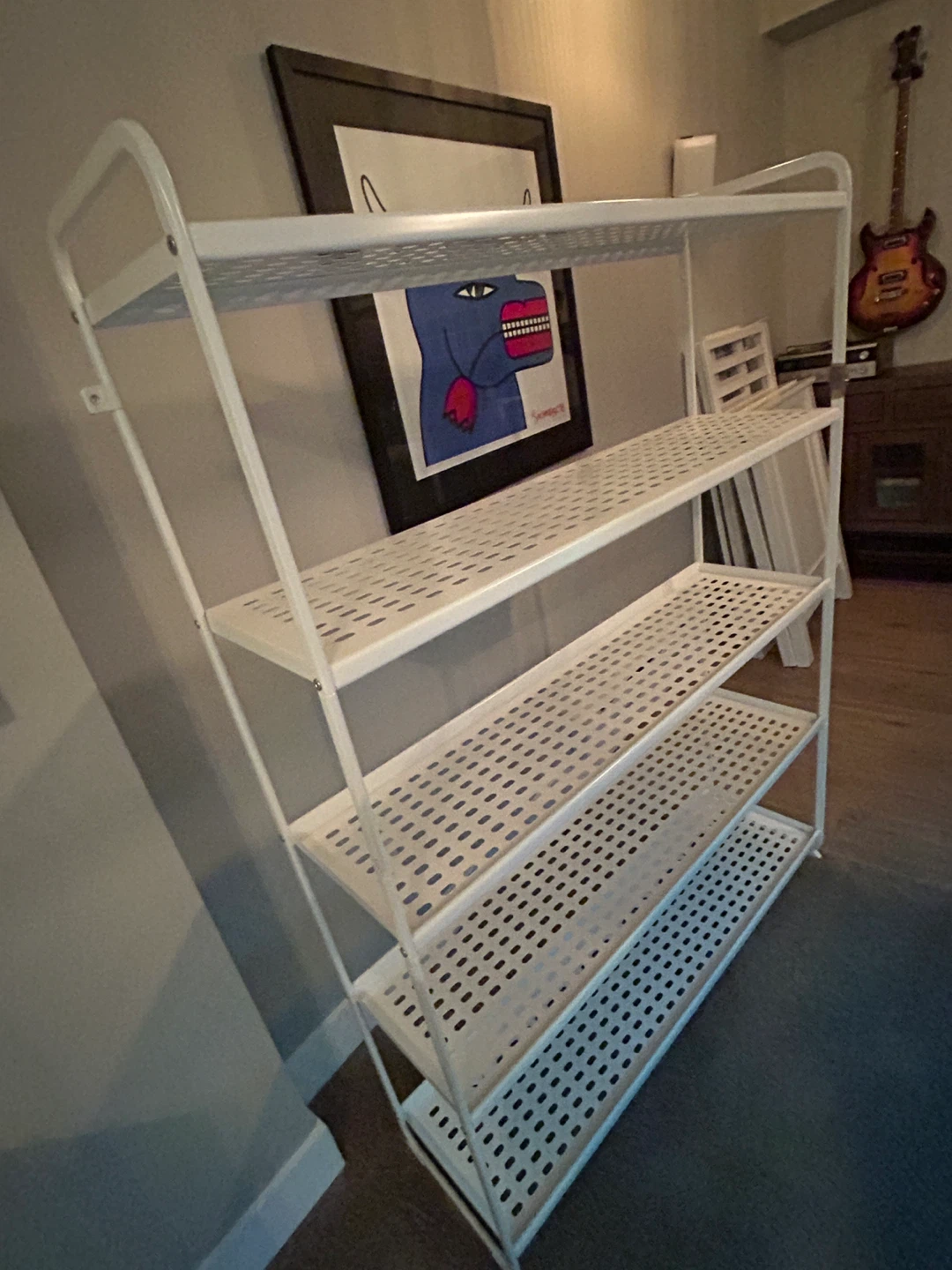 White 4-Tier Metal Shelf Unit