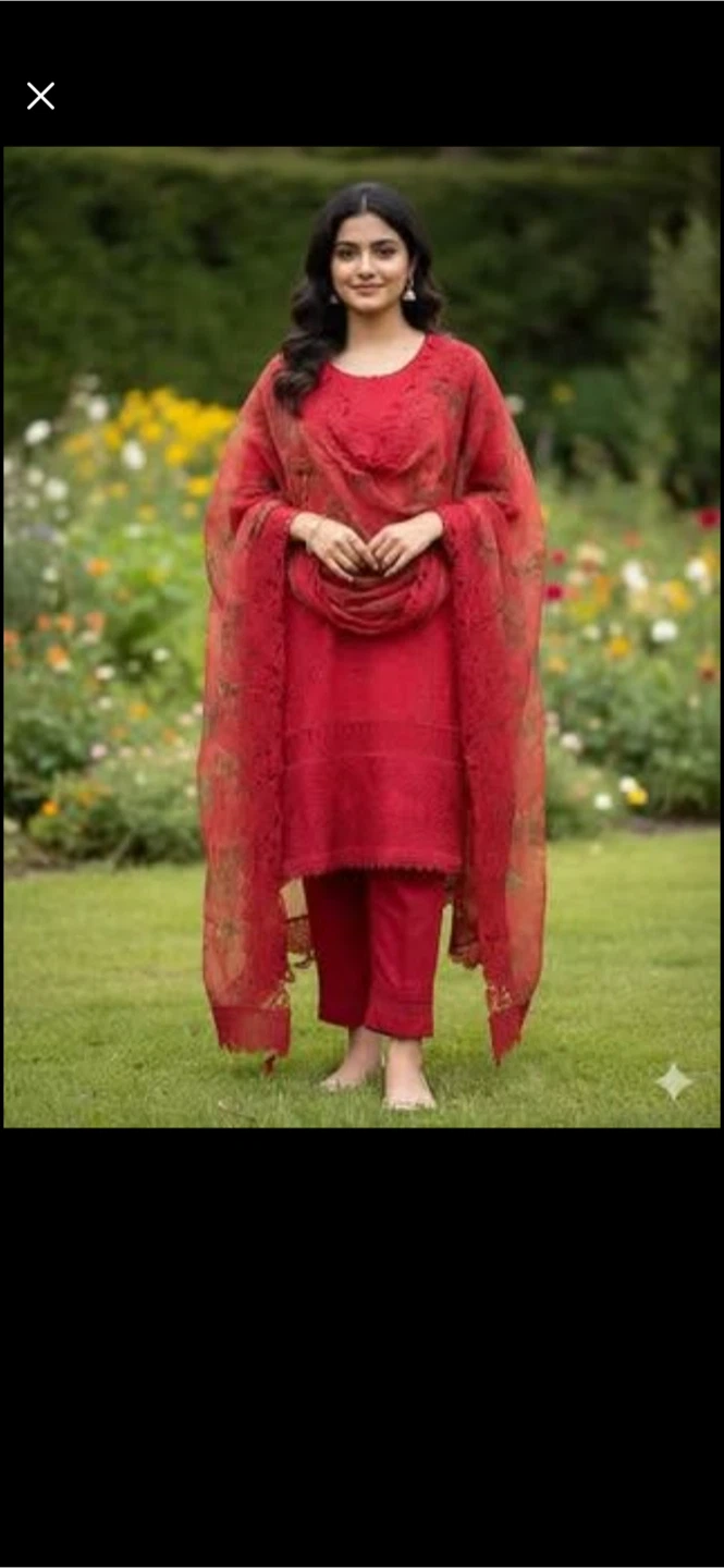 Beautiful Cutwork Suit in deep Red Color