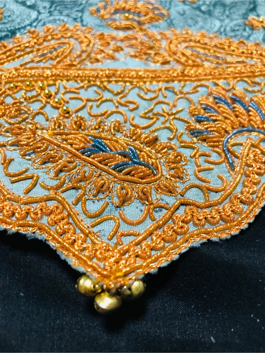 🏆 Embroidered Teal and Gold Kurti and Pants Set - photo 2