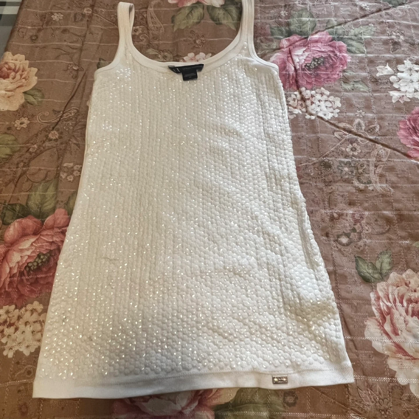 Armani Exchange White Sequin Tank Top S/P