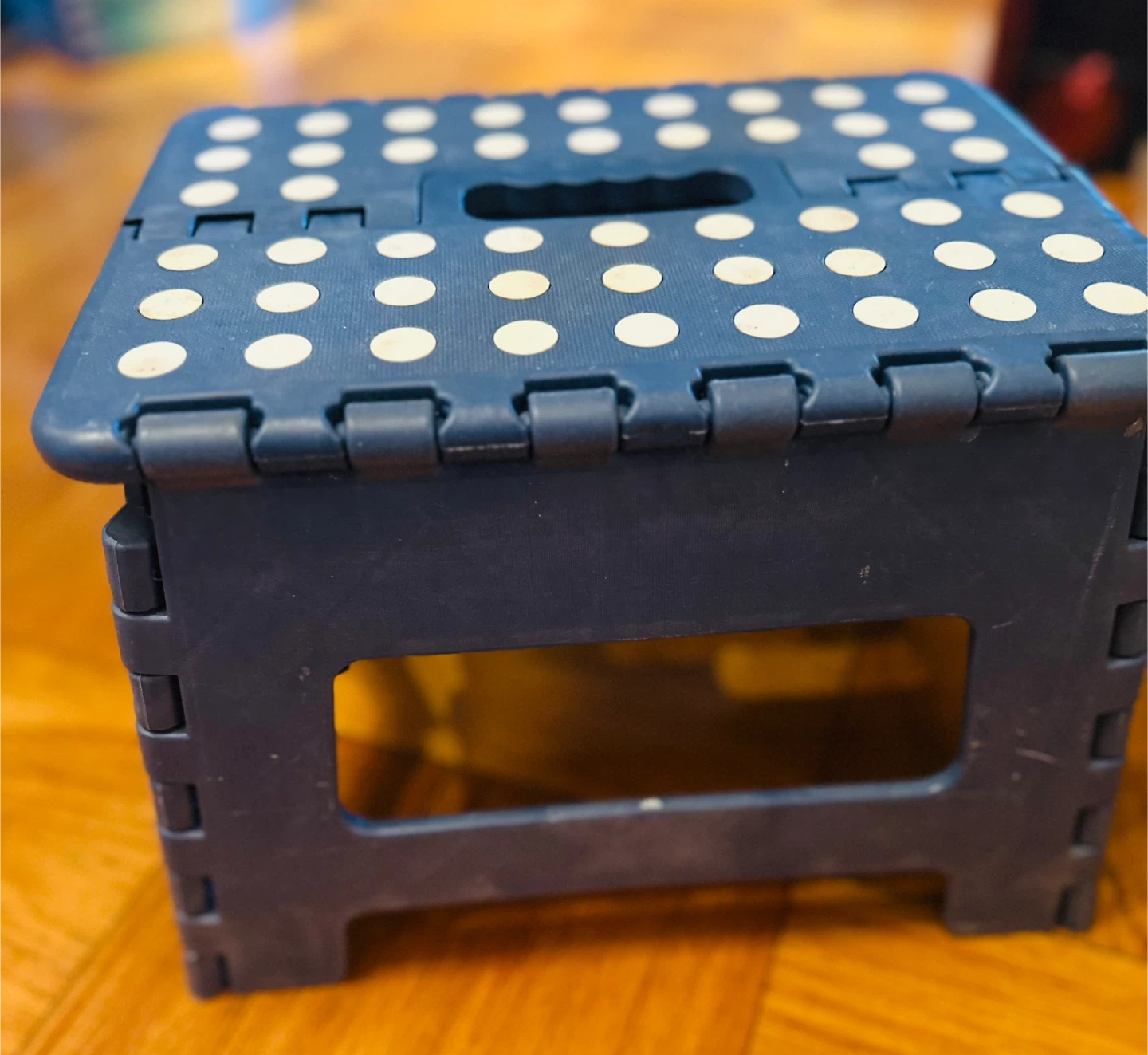 Blue Folding Step Stool with White Polka Dots - photo 2