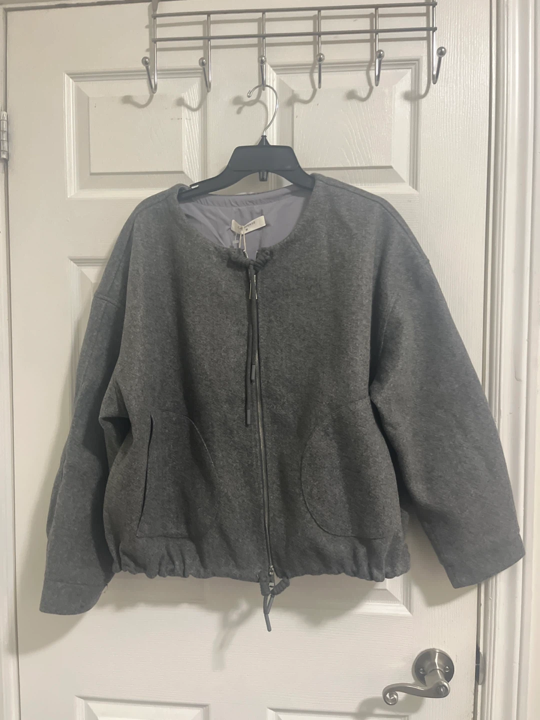 COMMENSE Grey Bomber Jacket Size M