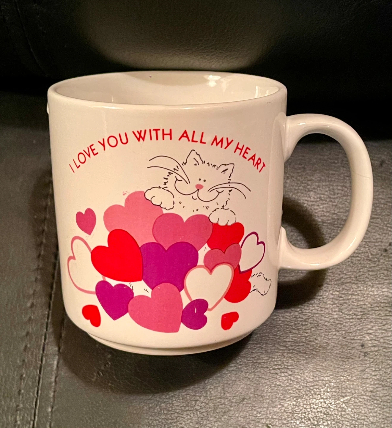 Russ Berrie "I Love You With All My Heart" Cat Mug