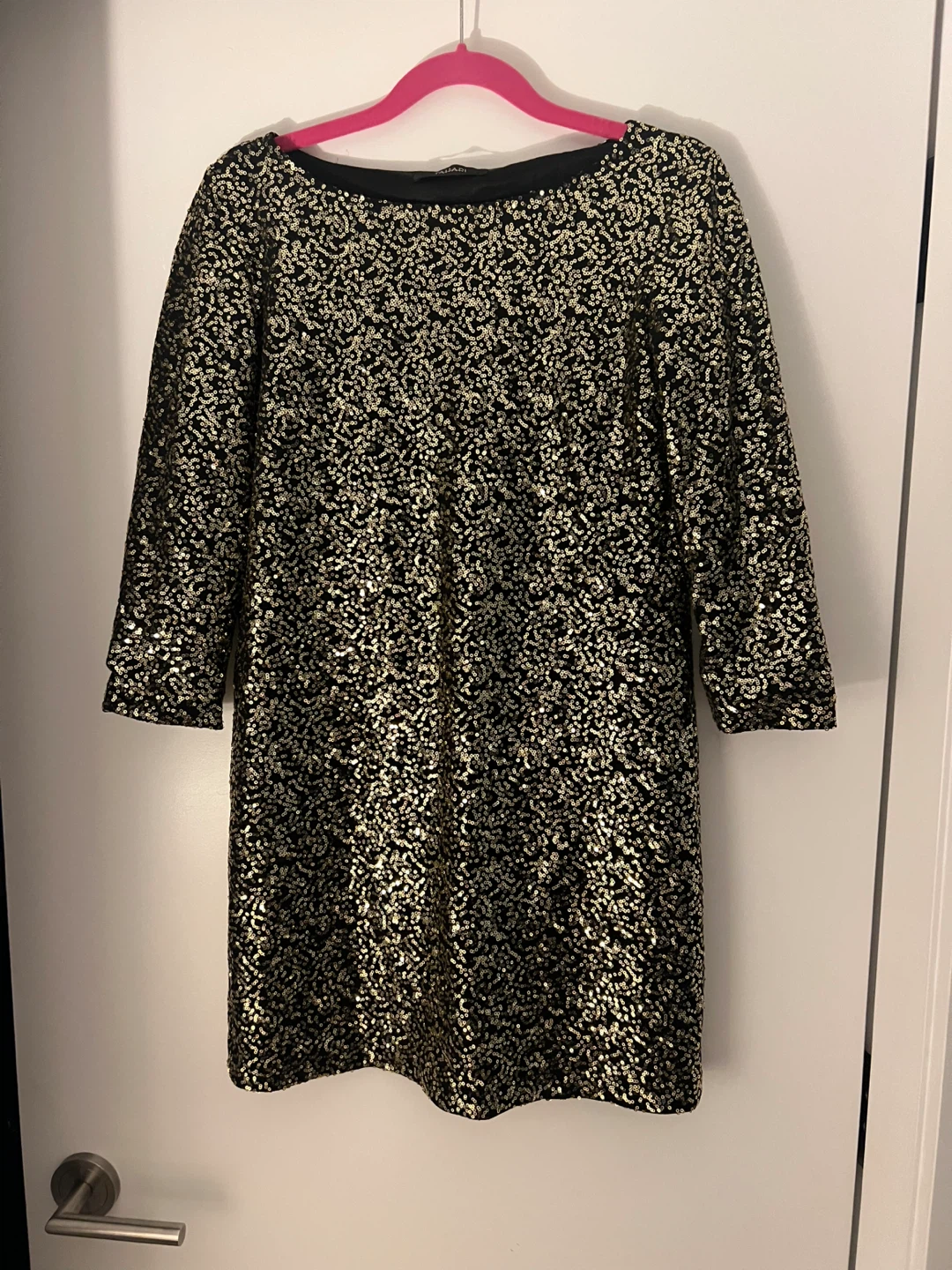 Tahari Women's Black & Gold Sequin Dress