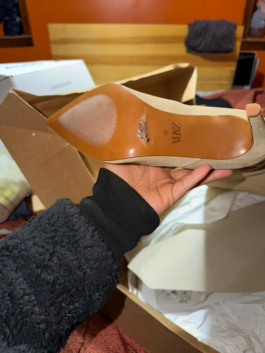 Zara Tan Suede Knee-High Stiletto Boots Size 42 - photo 4