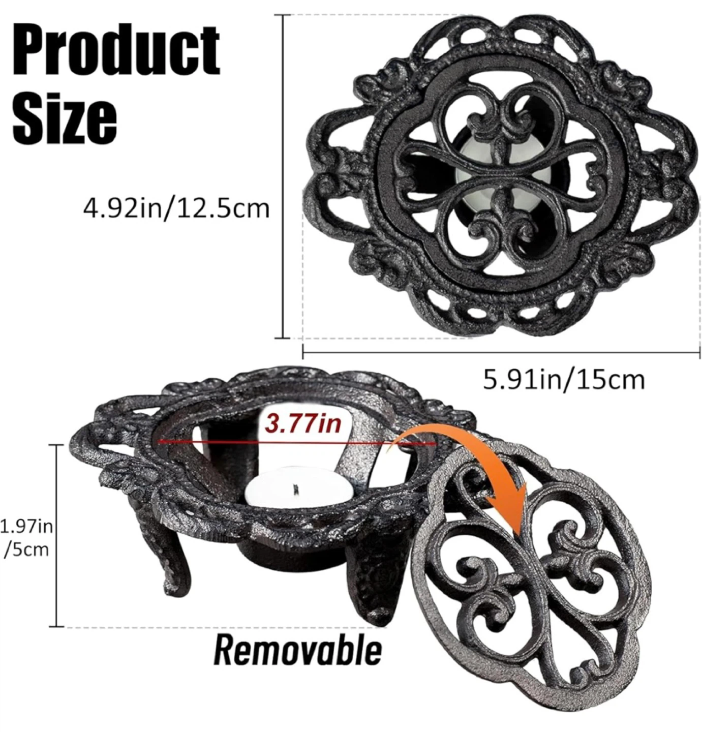 New Cast Iron Candle Holder Teapot Warmer - photo 3