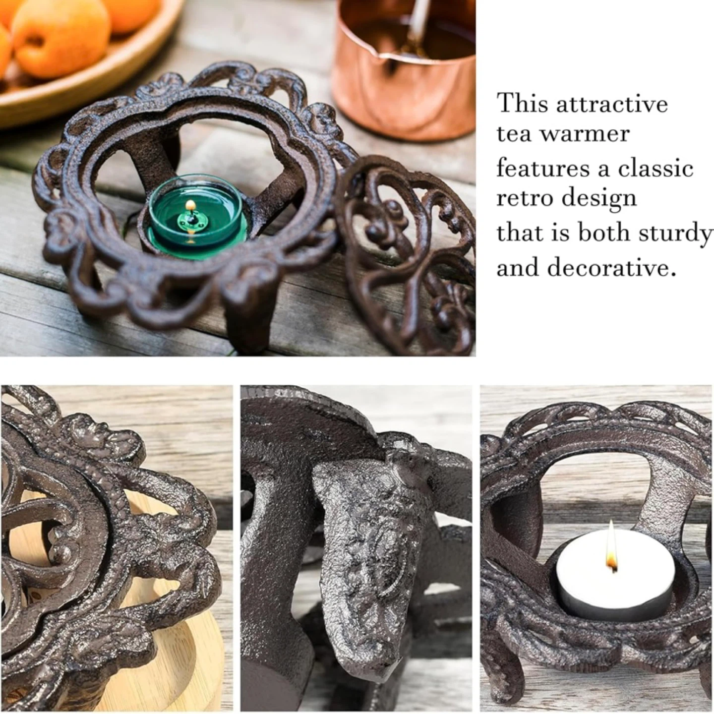 New Cast Iron Candle Holder Teapot Warmer - photo 4