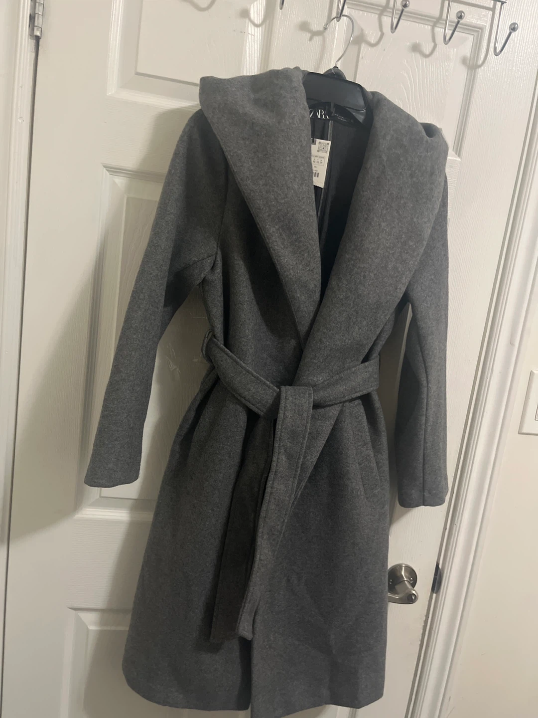 Zara Grey Hooded Wool Blend Coat XS - photo 2