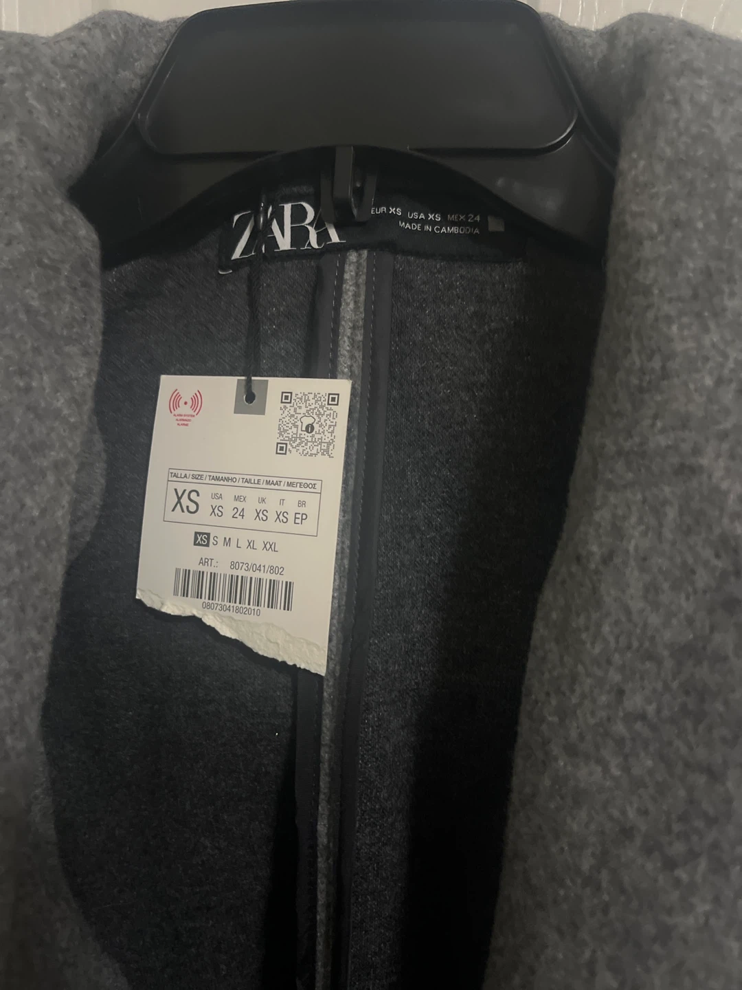 Zara Grey Hooded Wool Blend Coat XS - photo 3