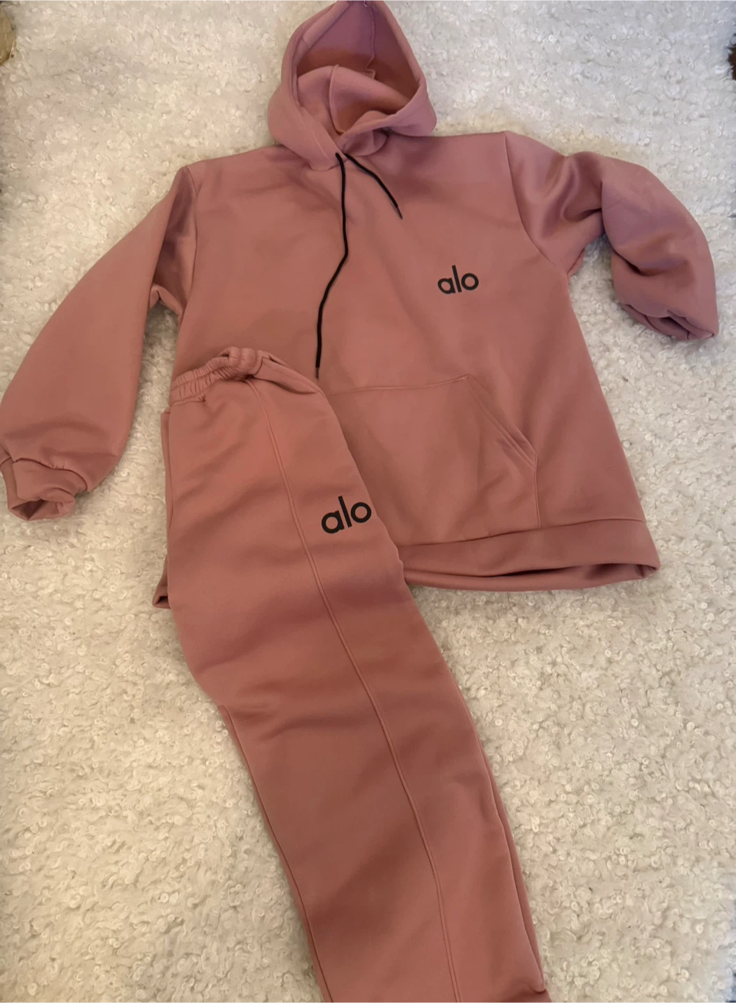 Alo Yoga Pink Hoodie and Sweatpants Set