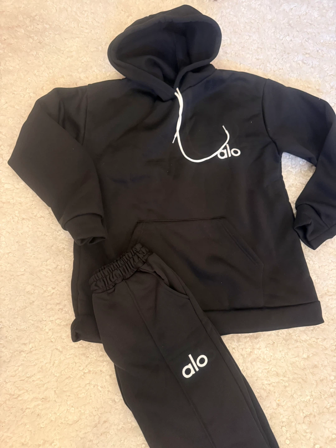 Alo Yoga Black Hoodie and Sweatpants Set