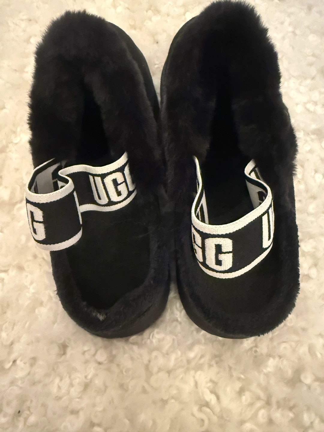 UGG Black Suede Furry Slides - photo 2