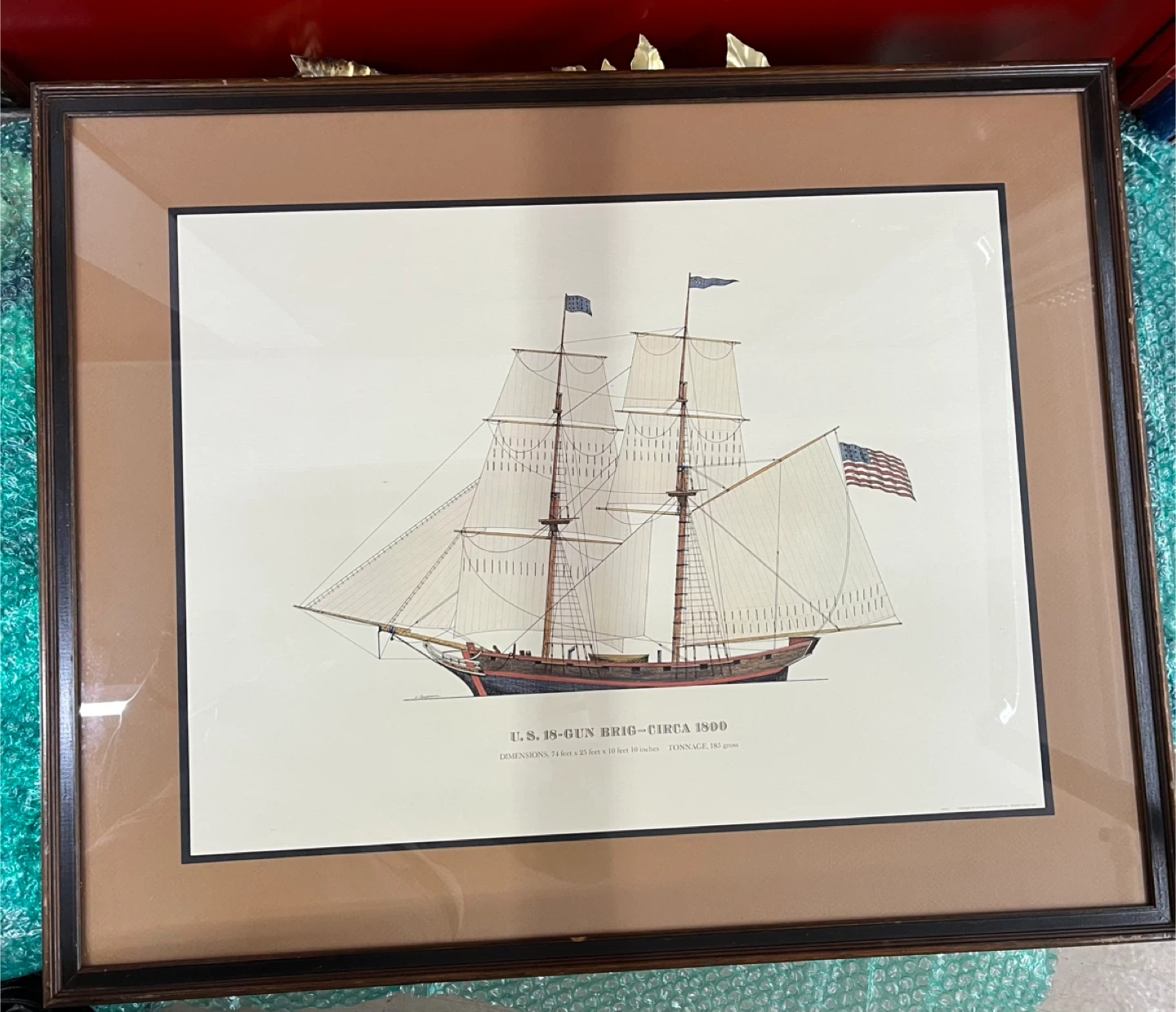 Framed Print of U.S. 39-Gun Frigate Circa 1800