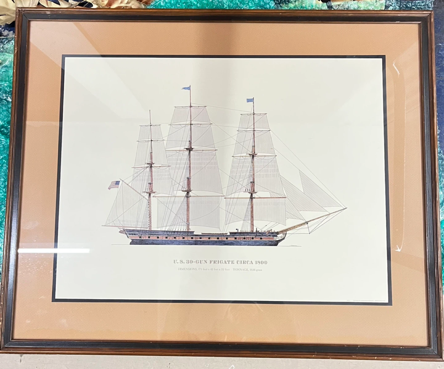 Framed Print of U.S. 39-Gun Frigate Circa 1800 - photo 4